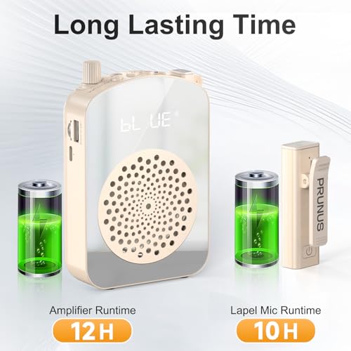 PRUNUS A10 Voice Amplifier Wireless with Lavalier Microphone Charging &Storage,Portable Voice Amplifier with Laple Mic Speaker,Mini Voice Amplifier for Classroom,Speech,Training Outdoor-Beige - Image 5