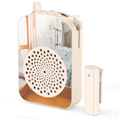 PRUNUS A10 Voice Amplifier Wireless with Lavalier Microphone Charging &Storage,Portable Voice Amplifier with Laple Mic Speaker,Mini Voice Amplifier for Classroom,Speech,Training Outdoor-Beige - Image 1