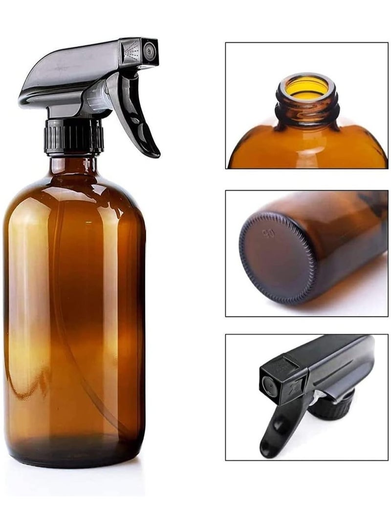 Empty Spray Bottles, 2 Pcs Refillable Container for Essential Oils, Cleaning-Durable Trigger Sprayer with Mist Stream Settings (2 * 500 ML, Brown)  - Image 2