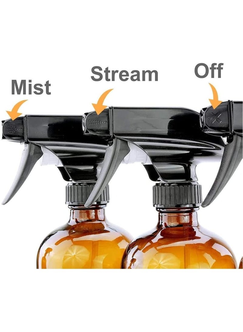 Empty Spray Bottles, 2 Pcs Refillable Container for Essential Oils, Cleaning-Durable Trigger Sprayer with Mist Stream Settings (2 * 500 ML, Brown)  - Image 3