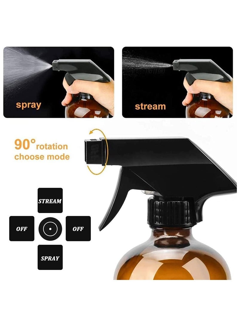 Empty Spray Bottles, 2 Pcs Refillable Container for Essential Oils, Cleaning-Durable Trigger Sprayer with Mist Stream Settings (2 * 500 ML, Brown)  - Image 4