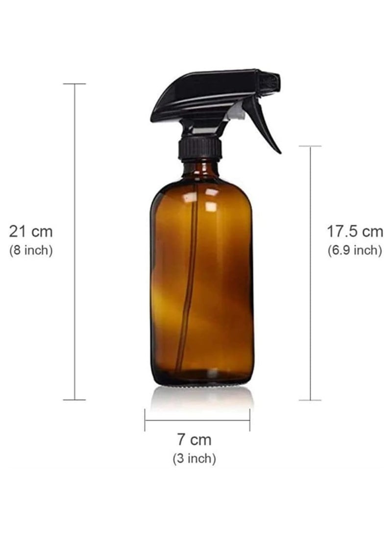Empty Spray Bottles, 2 Pcs Refillable Container for Essential Oils, Cleaning-Durable Trigger Sprayer with Mist Stream Settings (2 * 500 ML, Brown)  - Image 5