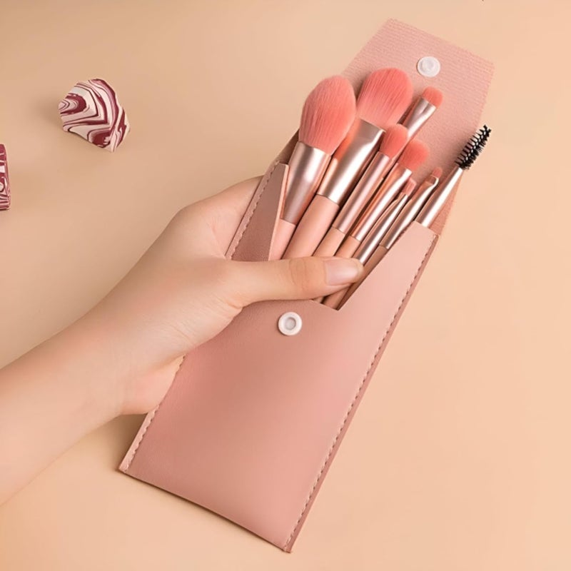 Makeup Brush Set - 7 Piece Travel-Friendly Makeup Brush Collection with Compact Case for Foundation, Concealer, Blush, and Multi-Color Makeup Tools, Perfect for On-the-Go Touch-Ups