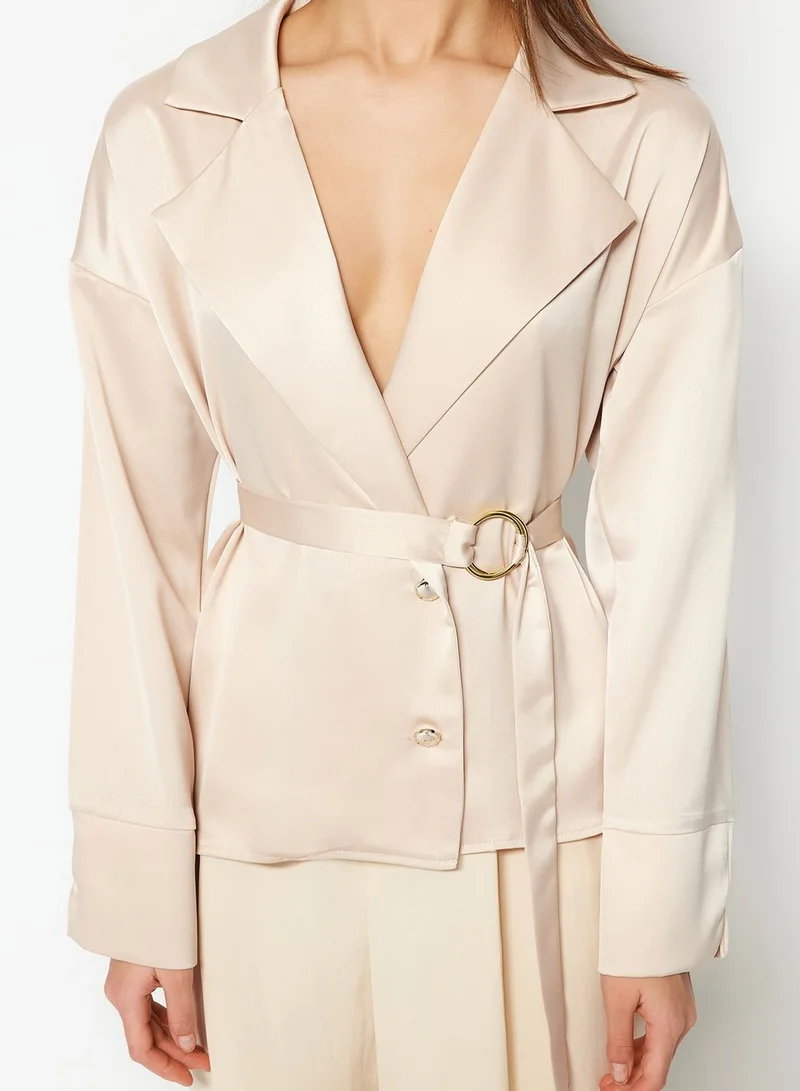 trendyol Belted Lapell Collar Shirt