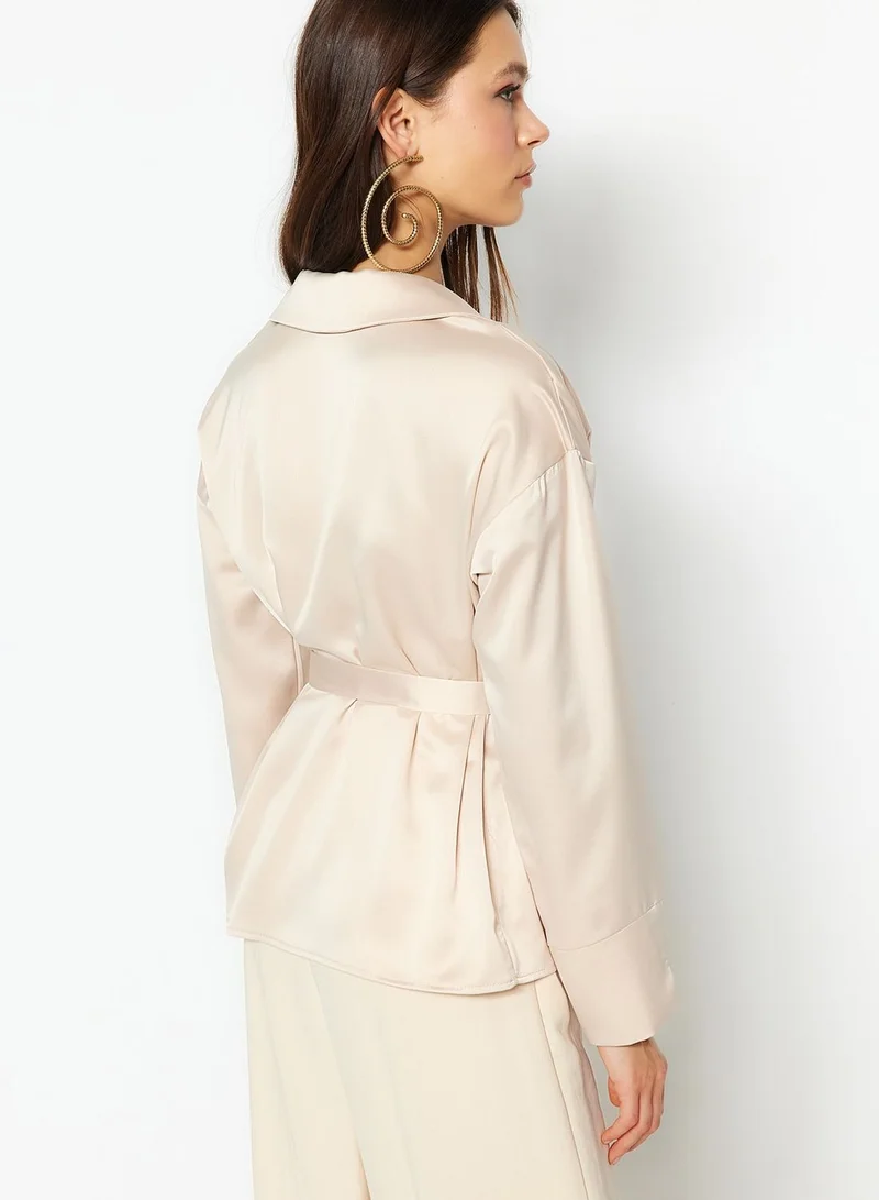 trendyol Belted Lapell Collar Shirt