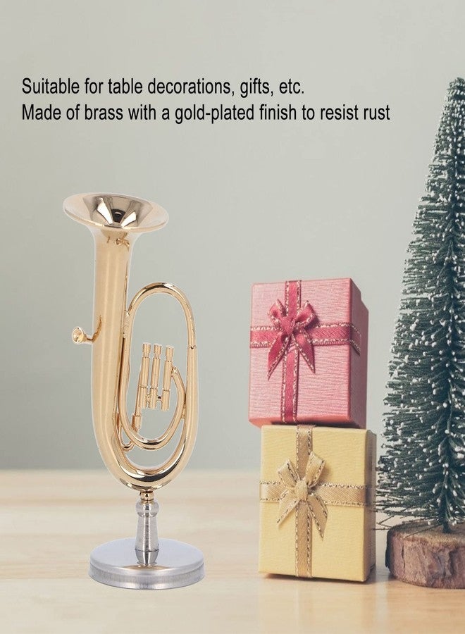 Tnfeeon Dollhouse Musical Instruments Miniature Brass Gold Plated Euphonium Tiny Instrument for Mini House Musical Room Succulent Garden Model Accessory for Dollhouse Mini Music Room - Image 2