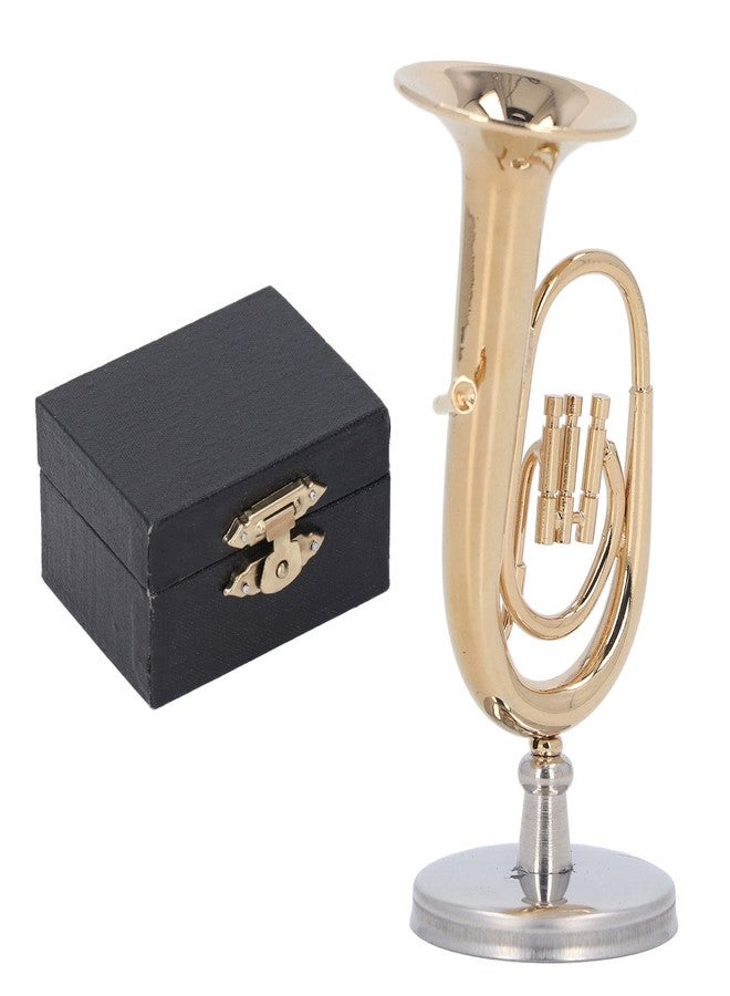 Tnfeeon Dollhouse Musical Instruments Miniature Brass Gold Plated Euphonium Tiny Instrument for Mini House Musical Room Succulent Garden Model Accessory for Dollhouse Mini Music Room - Image 1