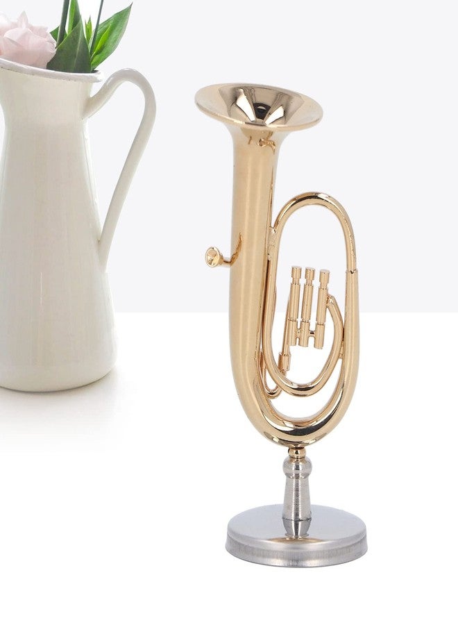 Tnfeeon Dollhouse Musical Instruments Miniature Brass Gold Plated Euphonium Tiny Instrument for Mini House Musical Room Succulent Garden Model Accessory for Dollhouse Mini Music Room - Image 3
