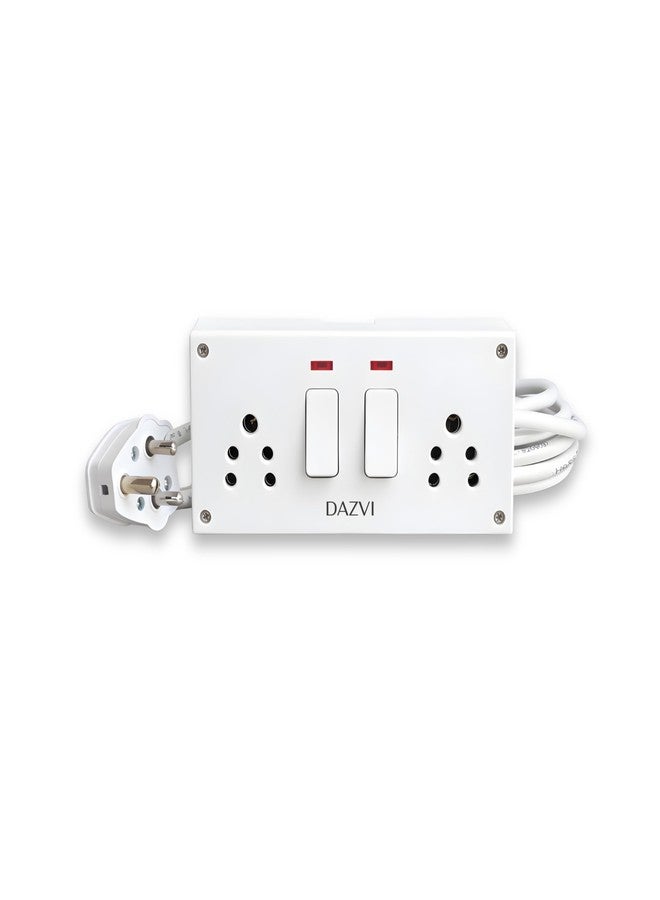 DAZVI لوحة تمديد دازفي شديدة التحمل 6 أمبير، شريط طاقة بمقبسين مع مفاتيح فردية ومؤشر LED، سلك مرن طويل من البولي كربونات، أبيض (3 أمتار) - Image 1