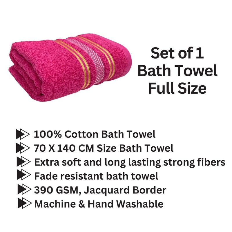STAMIO Cotton 390 GSM Bath Towel for Men and Women 70 X 140 CM Extra Soft Absorbent Large Size Towels for Bathing Home Salon Hotel use Dark Pink - Image 2