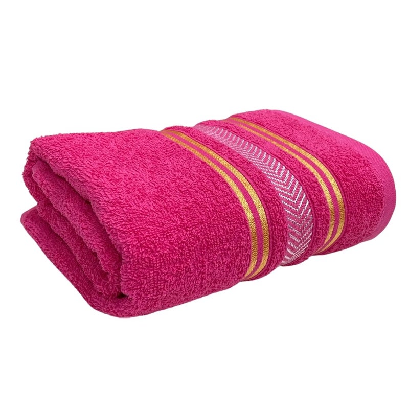 STAMIO Cotton 390 GSM Bath Towel for Men and Women 70 X 140 CM Extra Soft Absorbent Large Size Towels for Bathing Home Salon Hotel use Dark Pink - Image 1