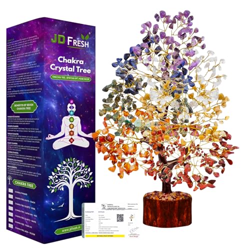 JD FRESH 300 Beads, 7 Chakra Crystal Tree, Showpiece Good Luck and Positive Energy, Showpiece for Living Room, Natural Healing Gemstones Money/Lucky Tree for Good Luck, Multicolor - Image 1