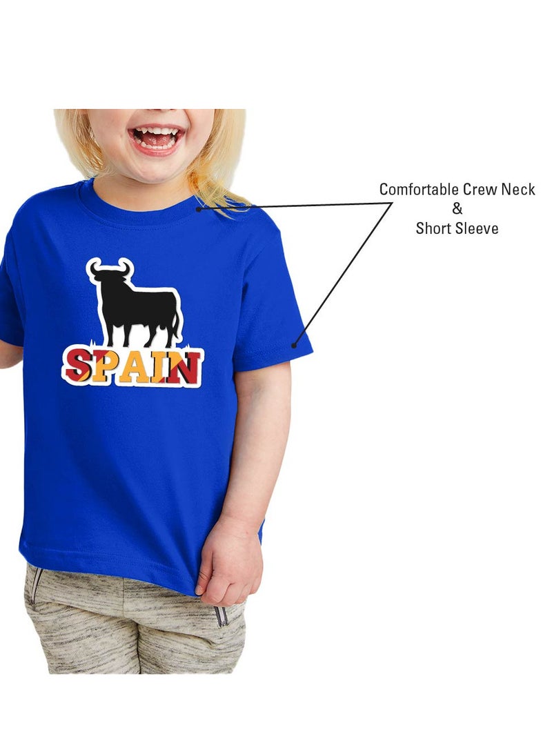 Generic - Spain Kids T-Shirt for Girls - Round Neck Short Sleeve Cotton T-Shirt - Soft and Comfortable Kids Girls Tshirt - Perfect for Spanish Souvenirs - Image 1