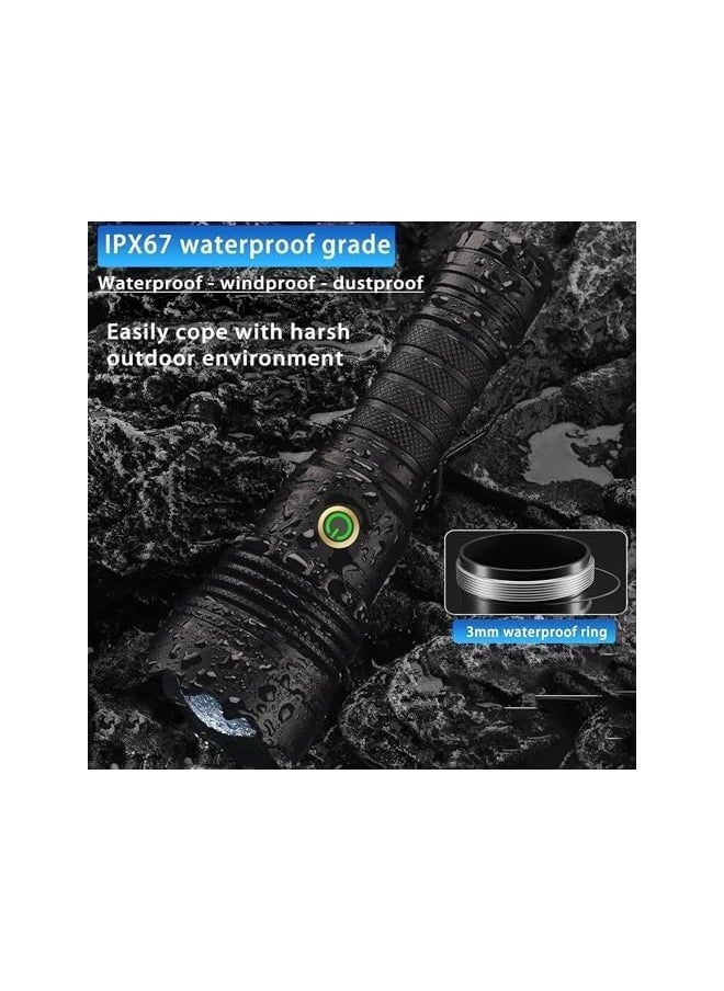 PROMASS promass 【30000 High Lumens】Led Rechargeable Flashlight,2000M Extreme Long Shot Super Bright Torch,6 Modes Type-C Fast Charging Torches,IPX67 Waterproof Zoomable Flashlights for Camping Hiking Emergency  - Image 5