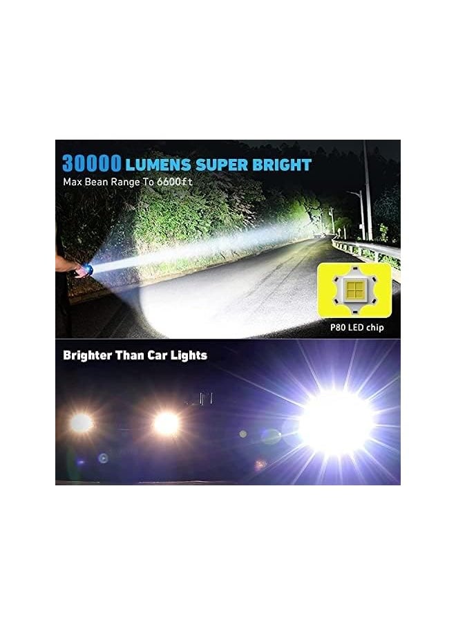 PROMASS promass 【30000 High Lumens】Led Rechargeable Flashlight,2000M Extreme Long Shot Super Bright Torch,6 Modes Type-C Fast Charging Torches,IPX67 Waterproof Zoomable Flashlights for Camping Hiking Emergency  - Image 3