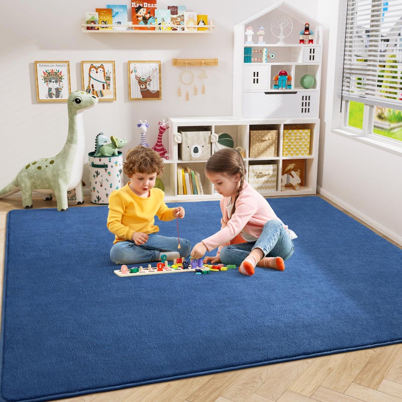 Amearea Modern Area Rugs for Bedroom Living Room, 4x6 Feet Blue Thickened Memory Foam Rug, Fluffy Indoor Washable Rugs Non Slip Minimalist Carpet for Kids Boys Girls Dorm Nursery Room Decor - Image 4