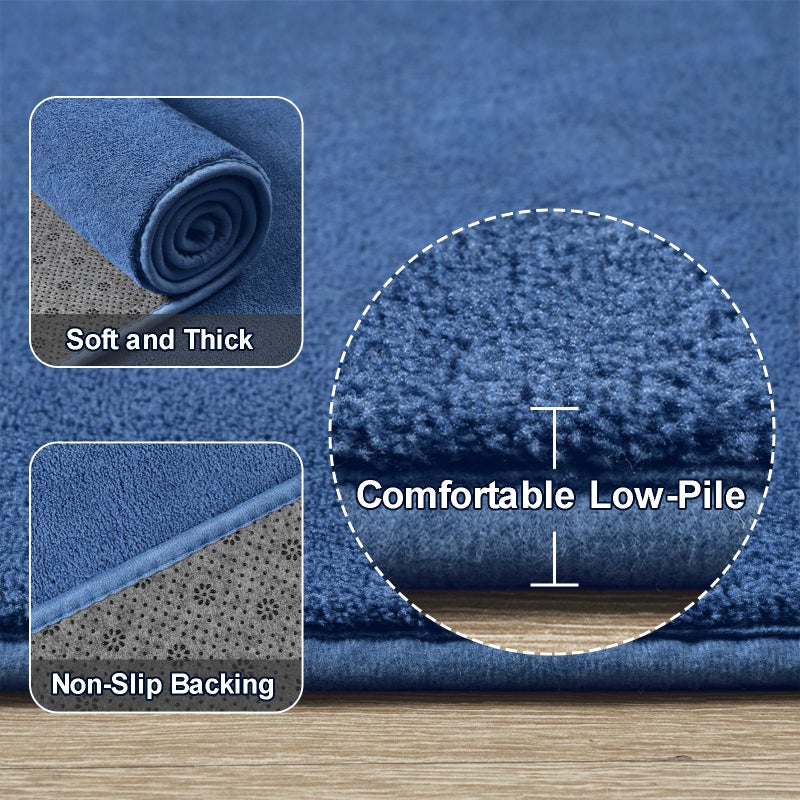 Amearea Modern Area Rugs for Bedroom Living Room, 4x6 Feet Blue Thickened Memory Foam Rug, Fluffy Indoor Washable Rugs Non Slip Minimalist Carpet for Kids Boys Girls Dorm Nursery Room Decor - Image 3
