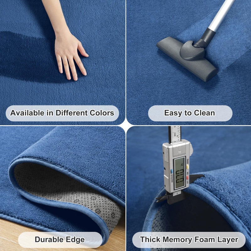 Amearea Modern Area Rugs for Bedroom Living Room, 4x6 Feet Blue Thickened Memory Foam Rug, Fluffy Indoor Washable Rugs Non Slip Minimalist Carpet for Kids Boys Girls Dorm Nursery Room Decor - Image 5