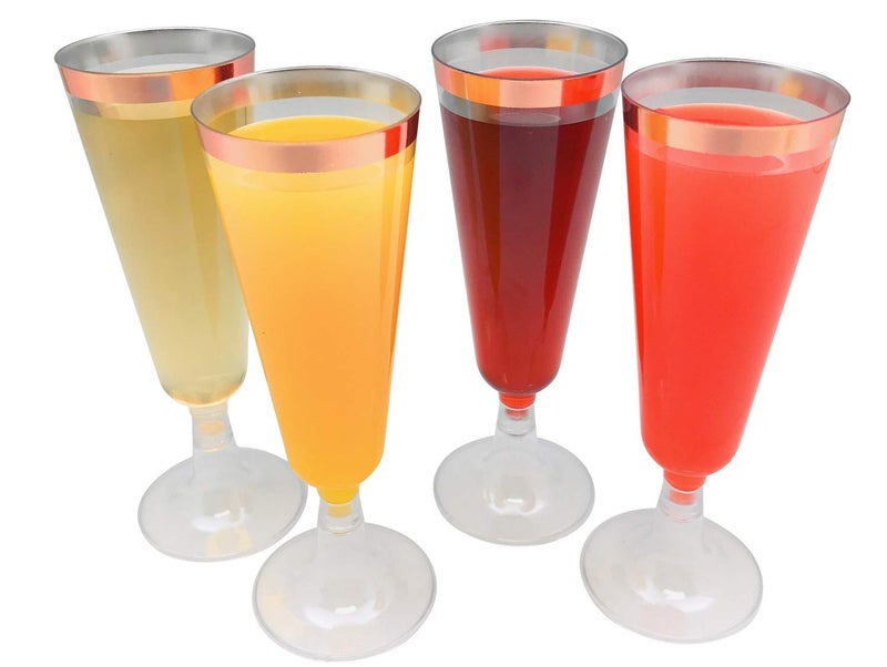 Oojami 140 Pack Plastic Champagne Flutes with Rose Gold Rim â€“ Disposable Glass-Like Toasting Glasses for Wedding, Party, Mimosa Bar, Cocktail & Event Drinkware â€“ 2-Piece Classic Design - Image 4