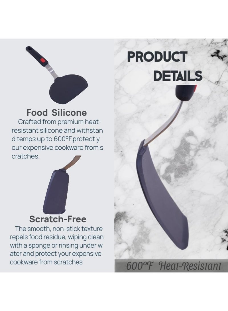 Silicone Spatula Set, 600°F Heat-Resistant, 4-Piece Set for Nonstick Cookware, Includes Stainless Steel Cooking Utensils, Dishwasher Safe, Flexible Spatula Ideal for Omelets, Pancakes, Fish, and Burgers - Image 3