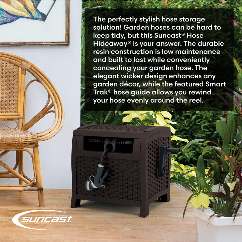 Suncast Hose Reel with Smart Trak Hose Guide, Water-Tight Connection, Durable Resin Construction, 225' Hose Capacity, Brown, Made in the USA - Image 2