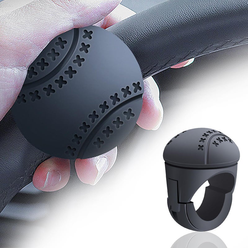 Pincuttee Steering Wheel SpinnerSteering Wheel KnobSoft Silicone and Metal Bearings Car Power Handle Steering Wheel Spinner for CarTractorTrucksBoatMowersForkliftsRoundBlack1PC