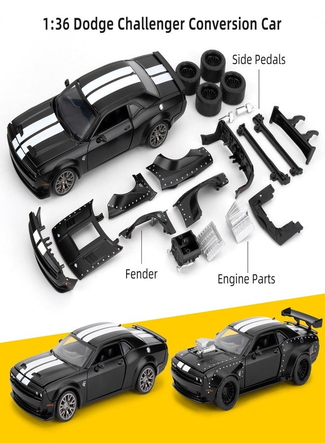 LOVEPOSELY 1:36 Take Apart Assembled Car Model for 2022 Dodge Challenger SRT Hellcat Diecast Toy, DIY Zinc Alloy Vehicle Toy Kit Educational Building Toys Cars Birthday Gift for Children (Black) - Image 4