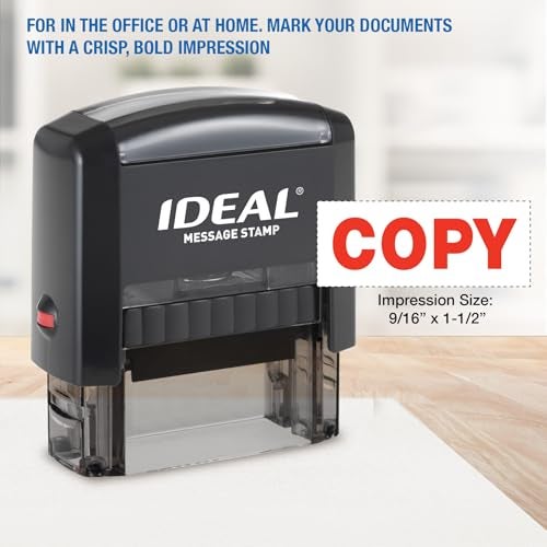 IDEAL Self Inking Stamp – Copy – Red Ink, Impression Size 9/16” x 1-1/2” - Image 3