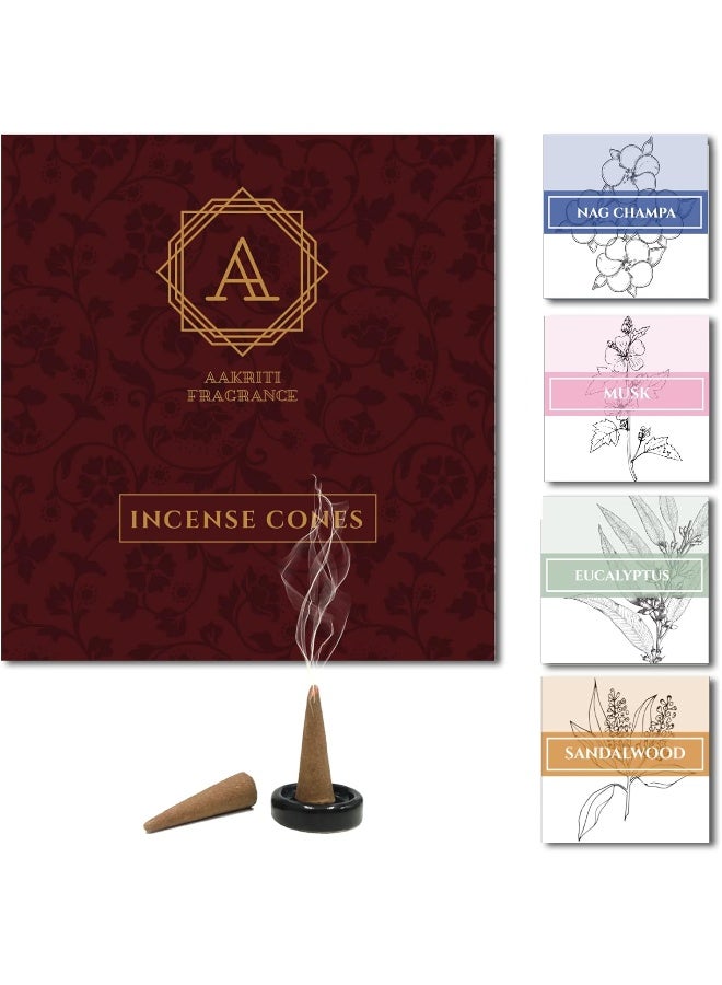 Aakriti Gallery Masala Incense Cones Natural For Meditation, Aromatherapy And Yoga - 80 Pcs (Set 2)  - Image 1