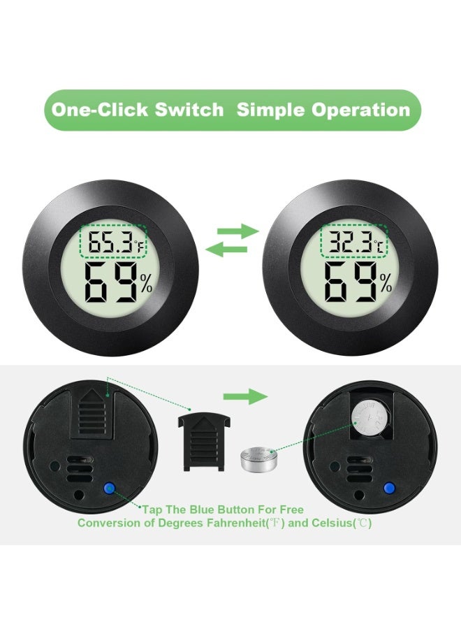 Y&D 3-Pack Mini Hygrometer & Thermometer, Indoor Outdoor Digital Humidity Meter Gauge Temperature, ℉/℃, for Home, Office, Reptile, Car, Greenhouse, Lab, Terrarium,  Black - Image 2