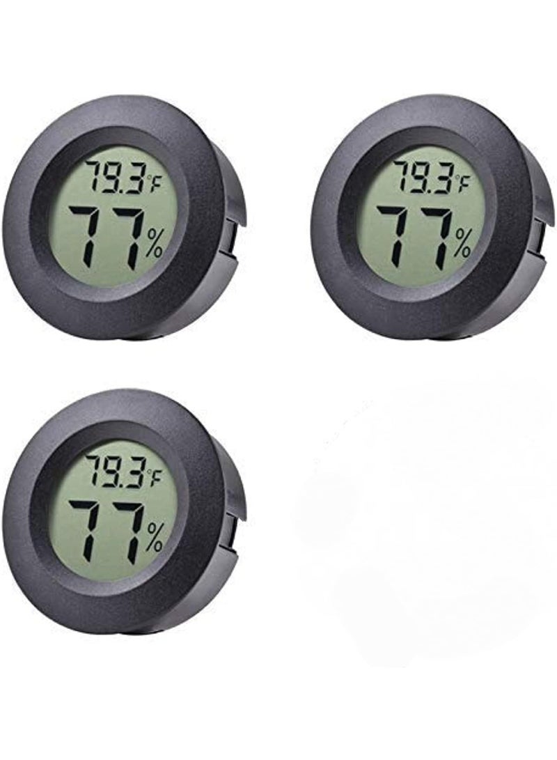 Y&D 3-Pack Mini Hygrometer & Thermometer, Indoor Outdoor Digital Humidity Meter Gauge Temperature, ℉/℃, for Home, Office, Reptile, Car, Greenhouse, Lab, Terrarium,  Black - Image 1