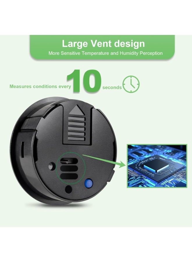 Y&D 3-Pack Mini Hygrometer & Thermometer, Indoor Outdoor Digital Humidity Meter Gauge Temperature, ℉/℃, for Home, Office, Reptile, Car, Greenhouse, Lab, Terrarium,  Black - Image 3