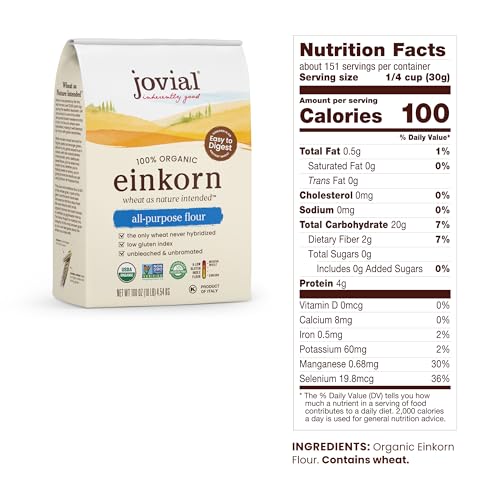 Jovial Organic Einkorn Unbleached All Purpose Flour - Bread Baking Flour for Sourdough, High Protein, Non-GMO, Organic Pizza & Pasta, European Italian, Glyphosate Free - 32 Oz, 5 Pack - Image 3