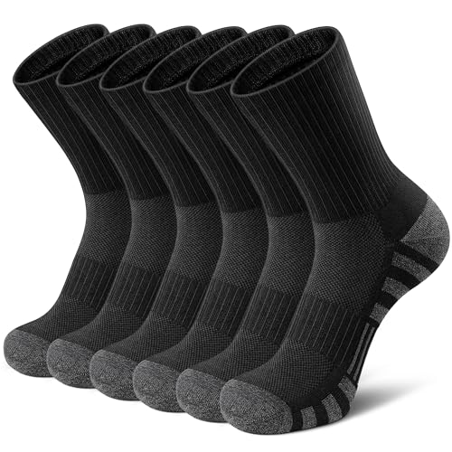Airacker Athletic Socks Sport Running Calf Socks Performance Cushioned Breathable Crew Socks for Men Women(6 Pairs) - Image 1