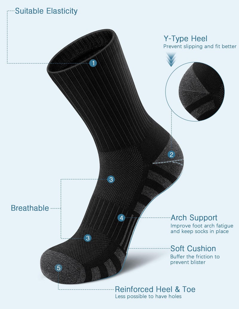 Airacker Athletic Socks Sport Running Calf Socks Performance Cushioned Breathable Crew Socks for Men Women(6 Pairs) - Image 3