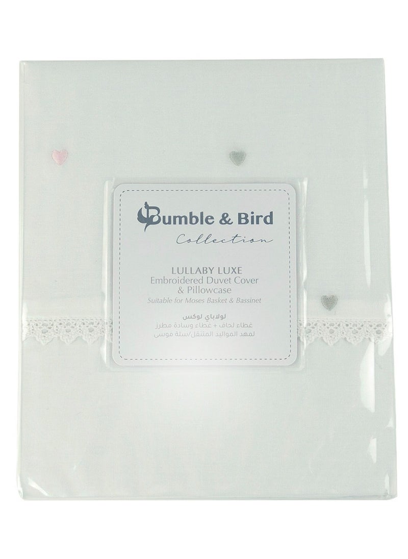 Bumble & Bird Bumble & Bird - Embroidered Duvet Cover & Pillowcase For Bassinet - Pink  - Image 4