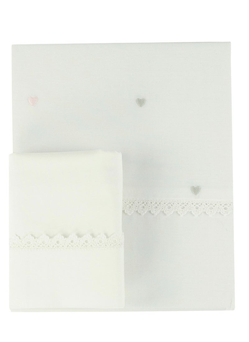 Bumble & Bird Bumble & Bird - Embroidered Duvet Cover & Pillowcase For Bassinet - Pink  - Image 1