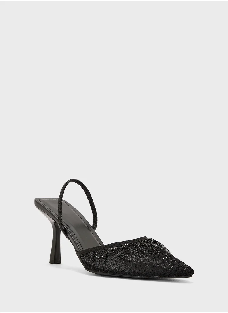 Truffle Stud Detail Double Strap Pump