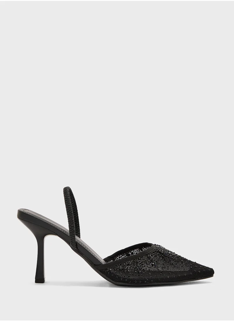 Truffle Stud Detail Double Strap Pump