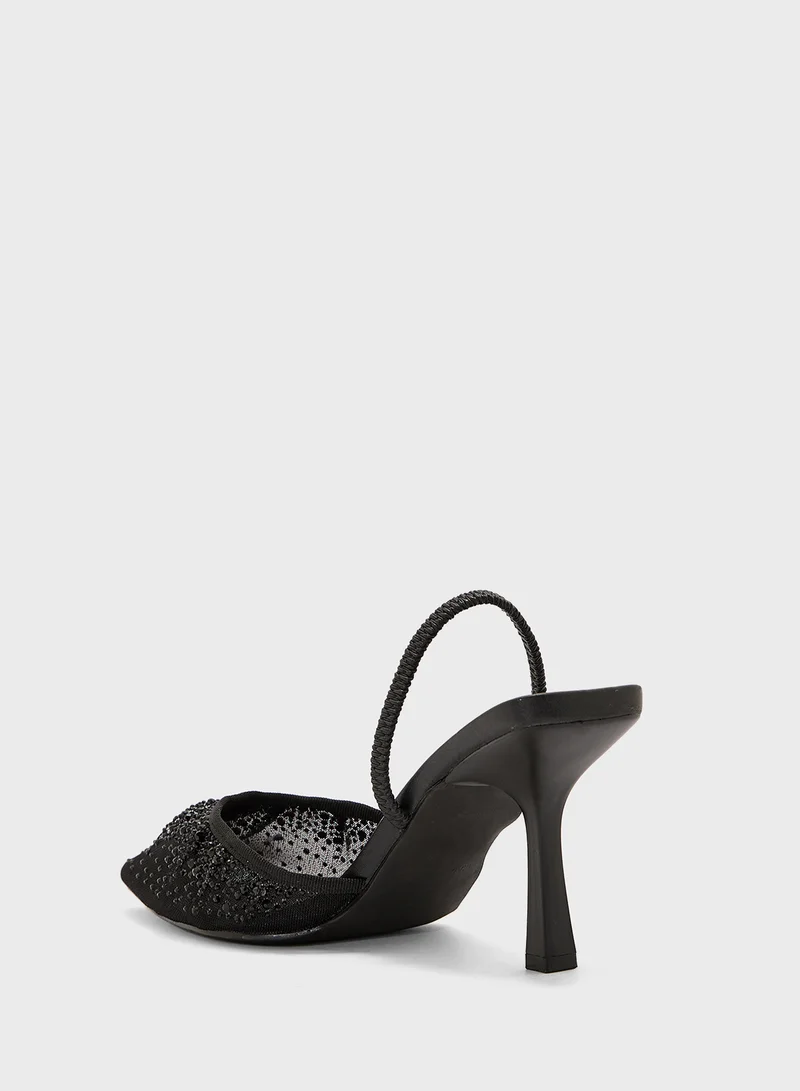 Truffle Stud Detail Double Strap Pump
