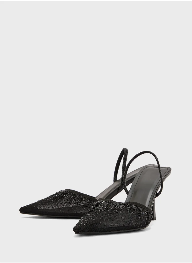 Truffle Stud Detail Double Strap Pump