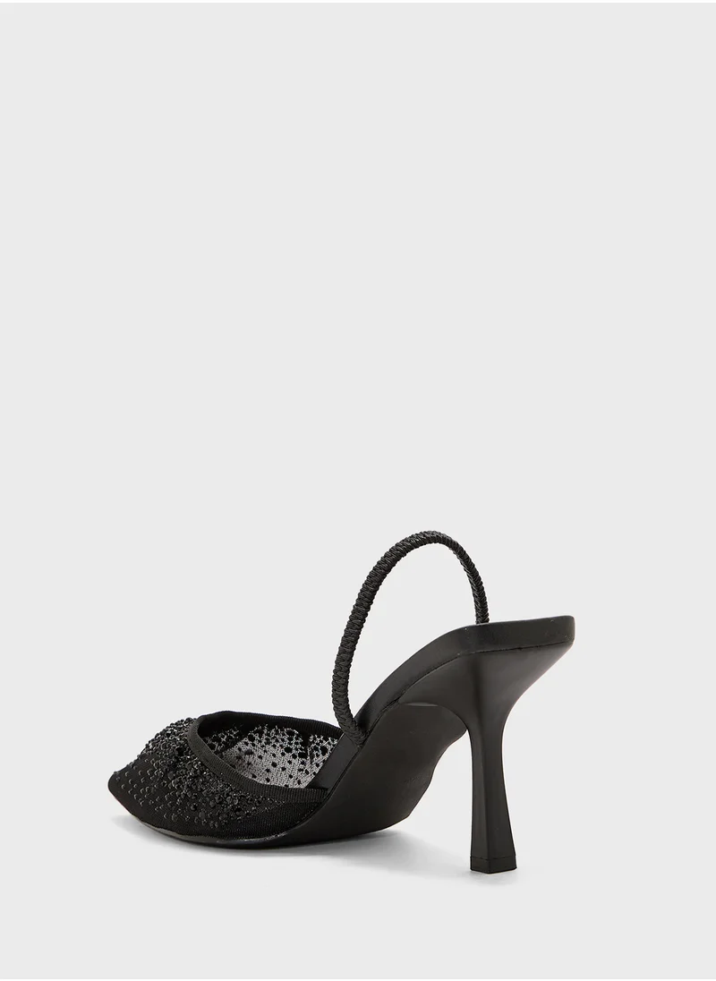 Truffle Stud Detail Double Strap Pump