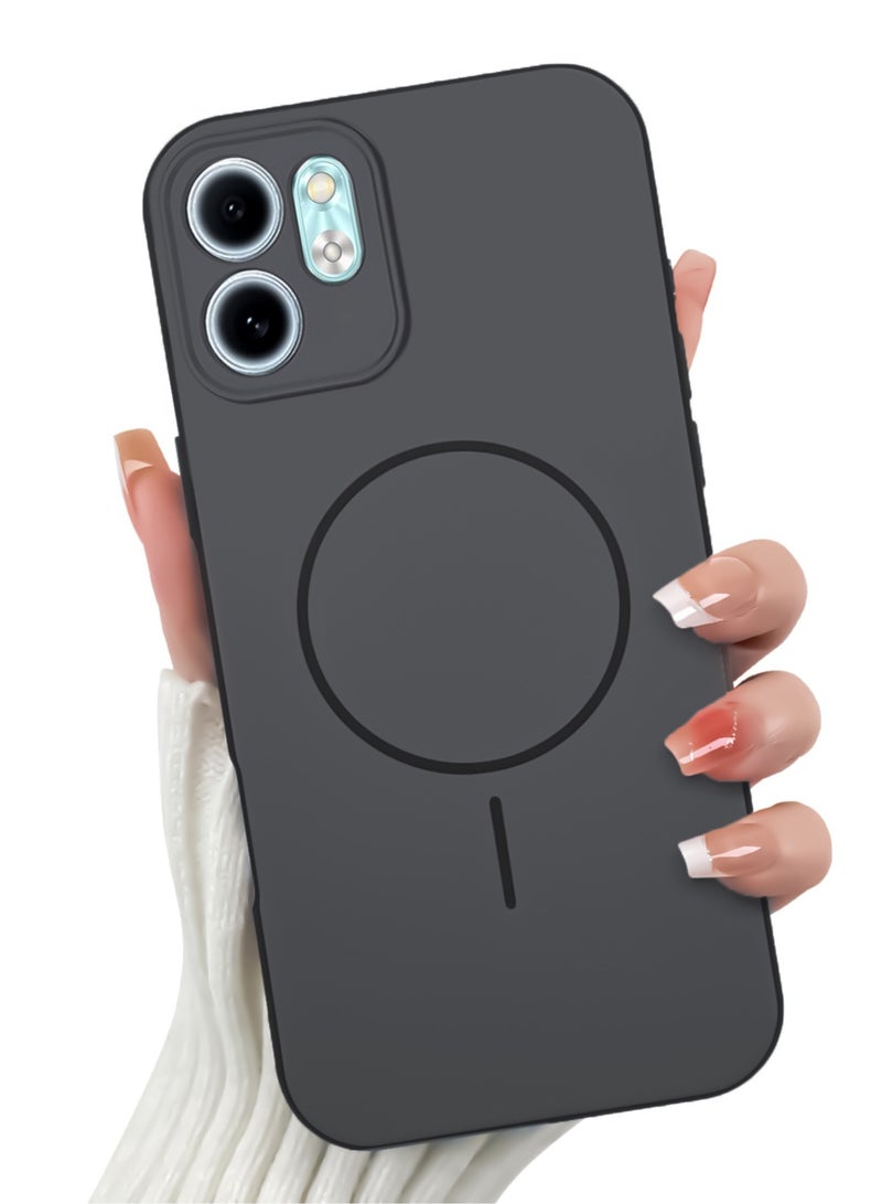 Hybrid Acrylic Protective Case For Infinix Smart 9 – Hard Clear Back with Silicone Bumper & Trendy Ring Design – Black