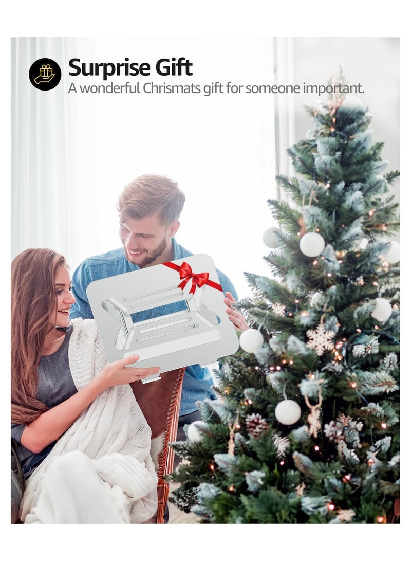 Adjustable Aluminum Laptop Stand – Ergonomic Riser for 11"-17" Laptops, MacBook, Dell, HP, ASUS, Cooling & Space-Saving Design (Silver) - Image 2