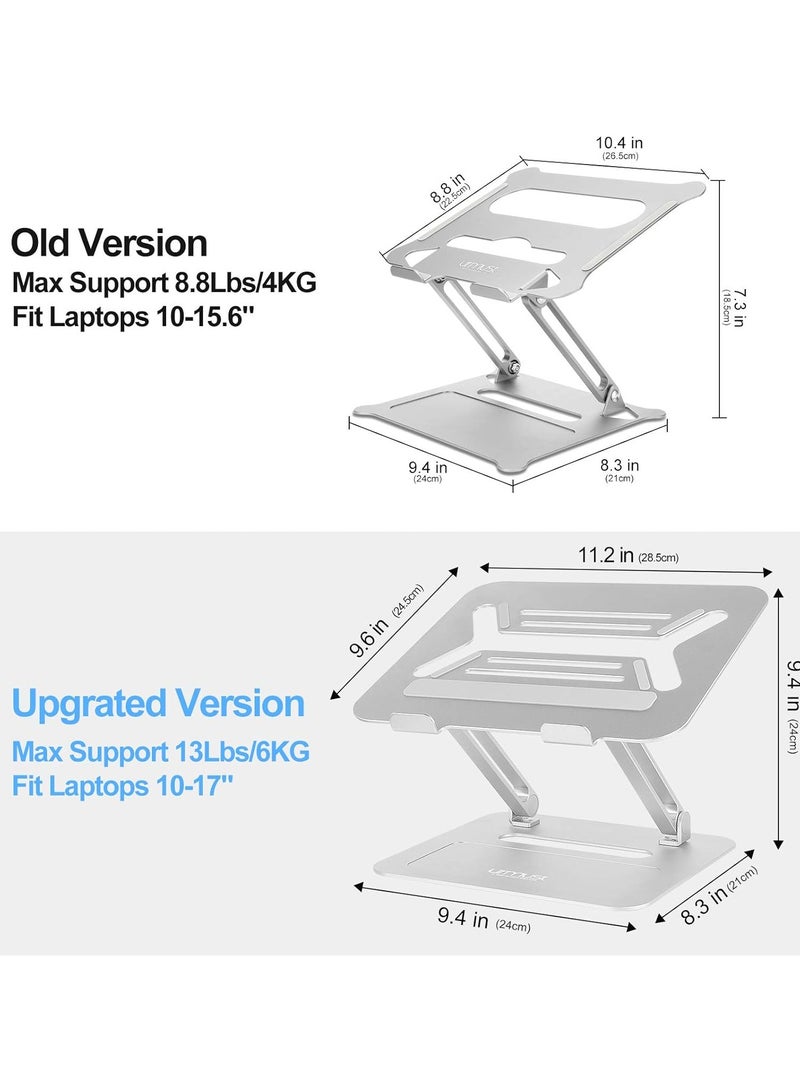 Adjustable Aluminum Laptop Stand – Ergonomic Riser for 11"-17" Laptops, MacBook, Dell, HP, ASUS, Cooling & Space-Saving Design (Silver) - Image 4