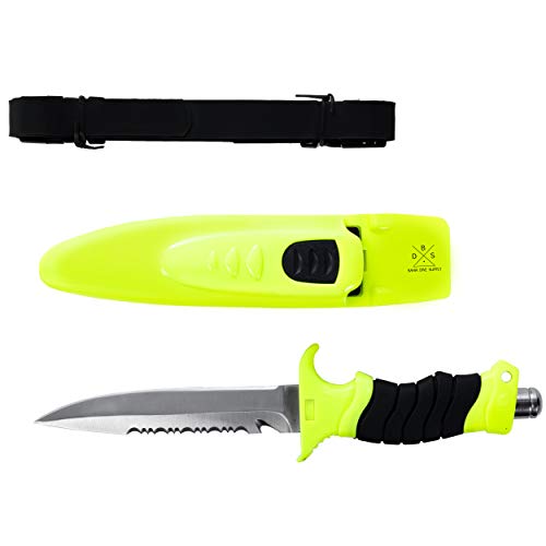 Bahia Dive Supply Stainless Steel Diving Snorkeling Safety Knife with Quick Release Adjustable Leg Straps & Locking Sheath, 5 inch Blade - Image 1