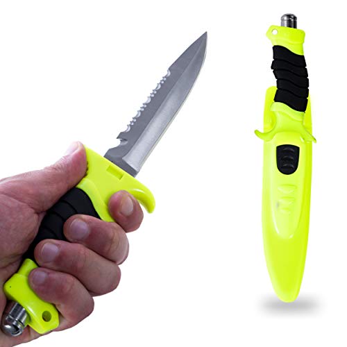 Bahia Dive Supply Stainless Steel Diving Snorkeling Safety Knife with Quick Release Adjustable Leg Straps & Locking Sheath, 5 inch Blade - Image 2