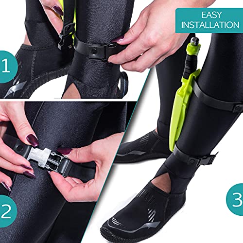 Bahia Dive Supply Stainless Steel Diving Snorkeling Safety Knife with Quick Release Adjustable Leg Straps & Locking Sheath, 5 inch Blade - Image 4