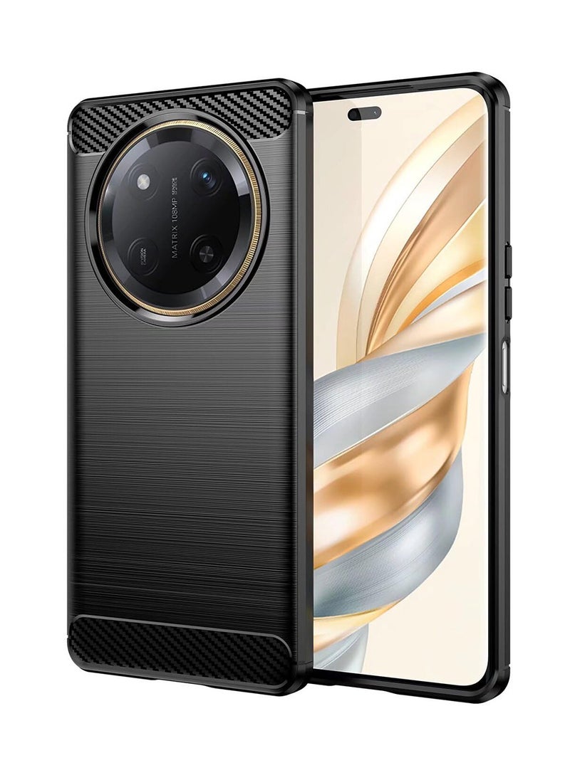 Generic for Honor X9c Smart 5G Case, Carbon Fiber Shockproof Rugged Shield Soft TPU Back Cover Case for Honor X9c Smart 5G, Black  - Image 1