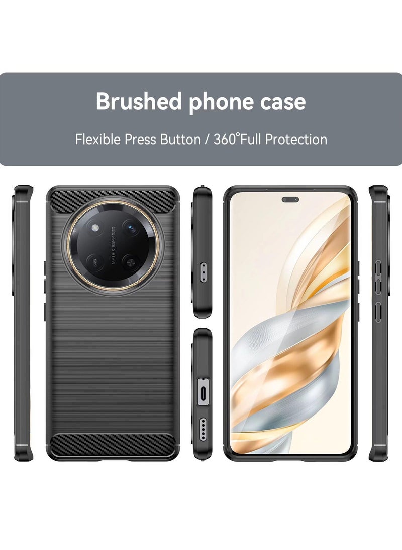 Generic for Honor X9c Smart 5G Case, Carbon Fiber Shockproof Rugged Shield Soft TPU Back Cover Case for Honor X9c Smart 5G, Black  - Image 2